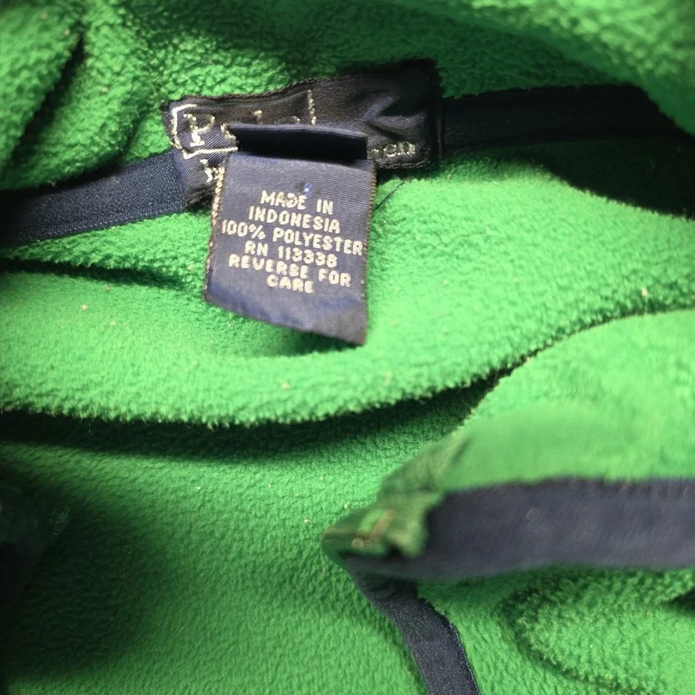 Polo by Ralph‎ Lauren Youth Quarter Zip Fleece Pullover Green Y2K Logo L 16/18